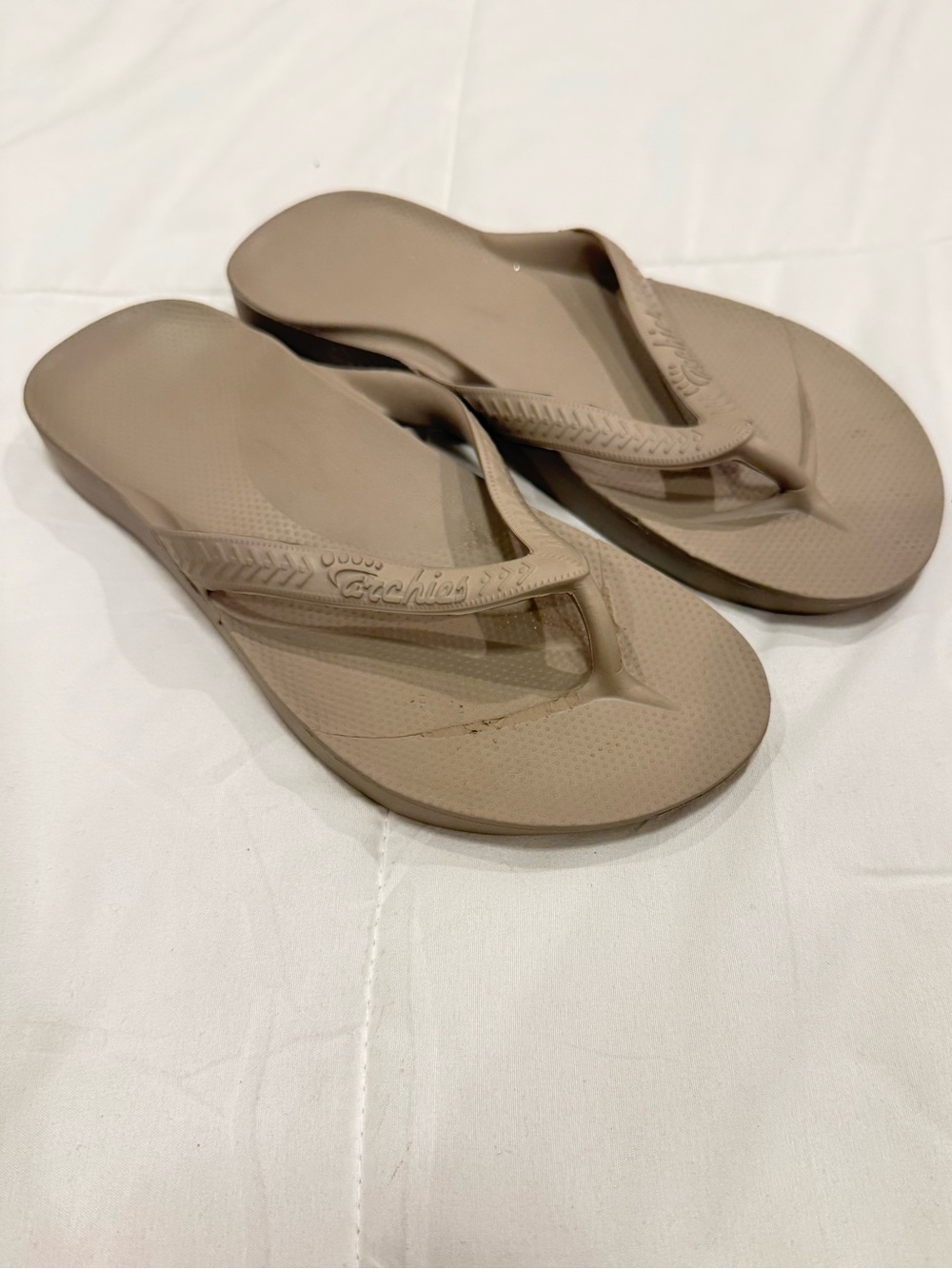Archies Arch Support Flip Flops Taupe - Size W7 / M6